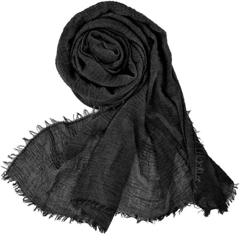 Wobe Women Summer Cotton Blend Crinkle Vintage Soft Long Scarf Linen Beach Shawl Wrap - Image 1